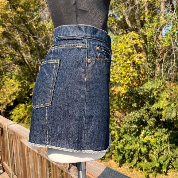 GRLFRND Claudia Jean Mini Skirt Sample Denim Dark Wash Jean Mini Skirt Size 26 - Picture 4 of 7